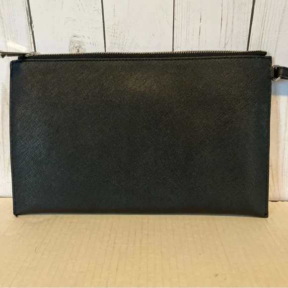 Michael Kors Black Saffiano Leather Studded  Clutch Silver Color Hardware NWOT - Picture 2 of 9